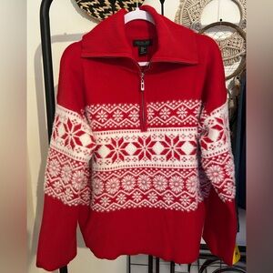 Rachel Zoe Red and White Fair Aisle Sweater